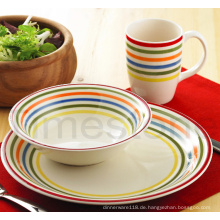 Steingut 12PCS handbemalt Stripes Dinner Set (TM7516)